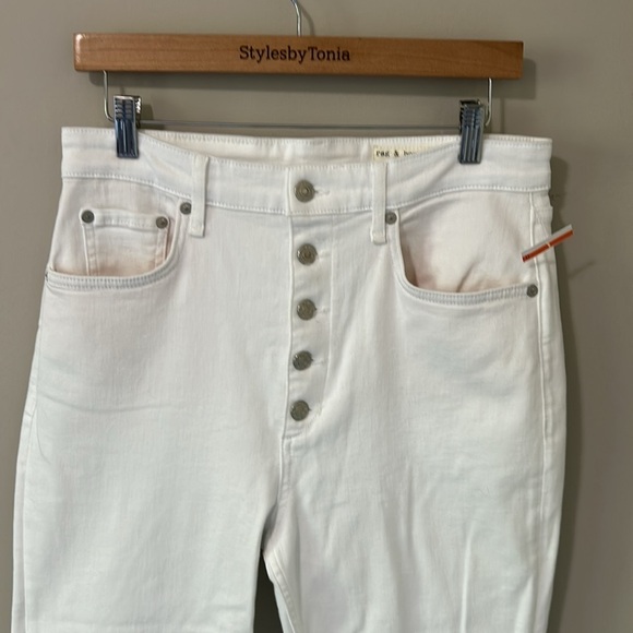 RAG and BONE Casey Flare High Rise Ankle Flare Jean Optic White Sz 30 NEW - Picture 4 of 15